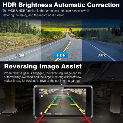 Miden HDR Brightness Correction & Reversing Image Assist – Automatically Adjusts Light for Clear Day/Night Recording, With Lane Guidance for Safer Parking and Backing Up 