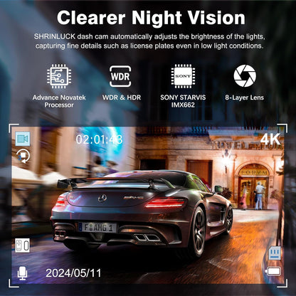 Miden X5 Dash Cam with Clearer Night Vision – Powered by Sony STARVIS IMX662 sensor, WDR & HDR technology, and an 8-layer lens, ensuring sharp footage even in low-light conditions.